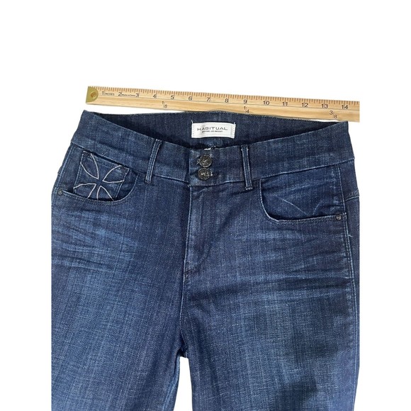 HABITUAL Boot Wide Leg Dark Wash Jeans Size 28 Bohemian 70’s - Picture 5 of 16